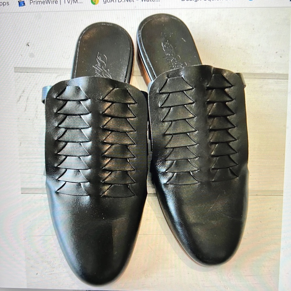 Atelier Delphine Minimalistic Black Leather Slides Size 37